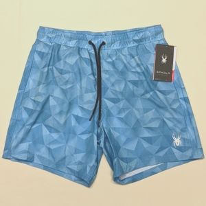 Mens Spyder Blue Geometric Swim Trunks sz L